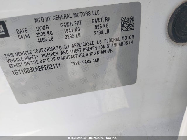 Chevrolet MALIBU 1LT 2014 1G11C5SL6EF282111 Image 9