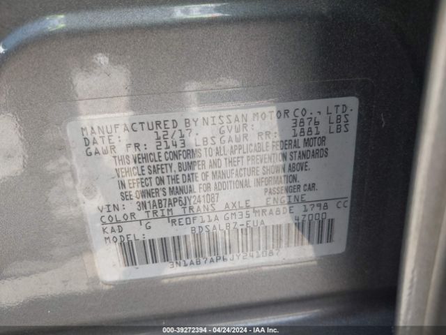 2018 NISSAN SENTRA 3N1AB7AP6JY241087 Photo 8