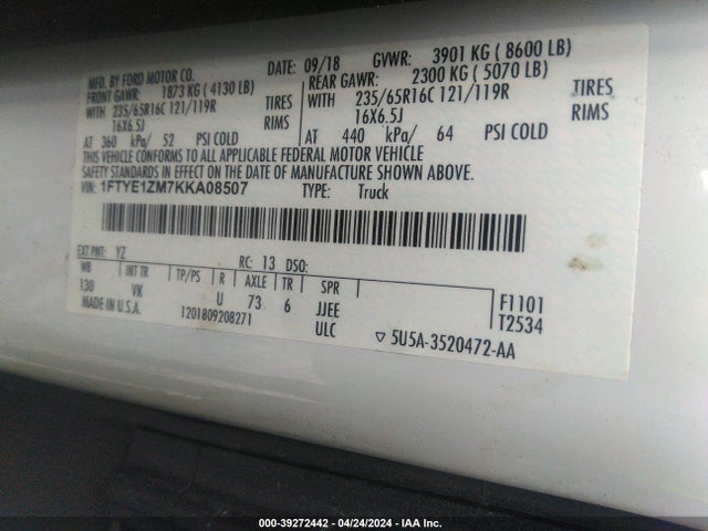 Ford Transit-150 2019 1FTYE1ZM7KKA08507 Image 9