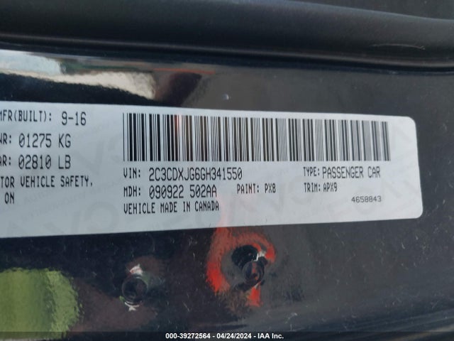 Dodge Charger Sxt 2016 2C3CDXJG6GH341550 Image 9
