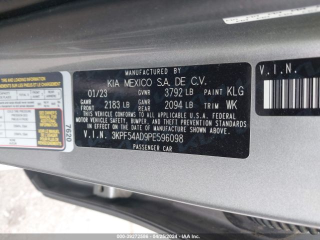 3KPF54AD9PE596098 KIA Forte Gt-line