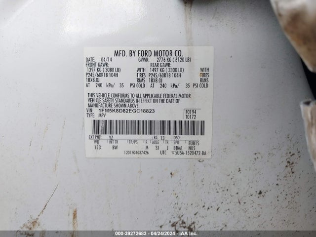 Ford EXPLORER XLT 2014 1FM5K8D82EGC18823 Image 9