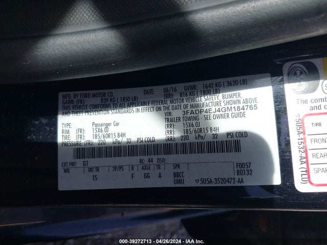 Ford FIESTA SE 2016 3FADP4EJ4GM184765 Image 9
