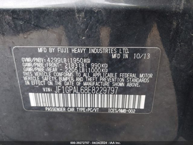 JF1GPAL68E8229797 Subaru Impreza 2.0i Sport Premium