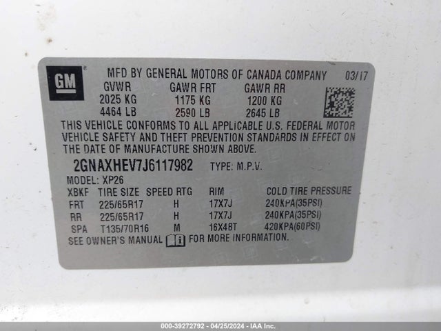 Chevrolet EQUINOX LS 2018 2GNAXHEV7J6117982 Image 9