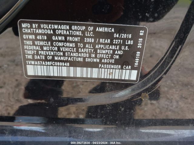 1VWAS7A36FC089948 Volkswagen Passat 1.8t Limited Edition