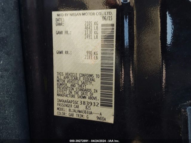 1N4AA6AP1GC383932 Nissan Maxima 3.5 Platinum