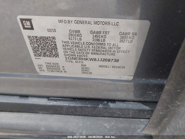 Chevrolet Traverse 3lt 2018 1GNERHKW8JJ208738 Image 9