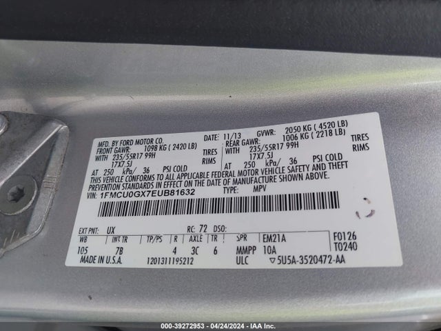 Ford ESCAPE SE 2014 1FMCU0GX7EUB81632 Image 9