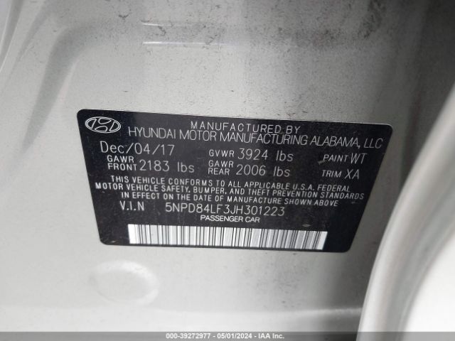 5NPD84LF3JH301223 Hyundai Elantra Value Edition
