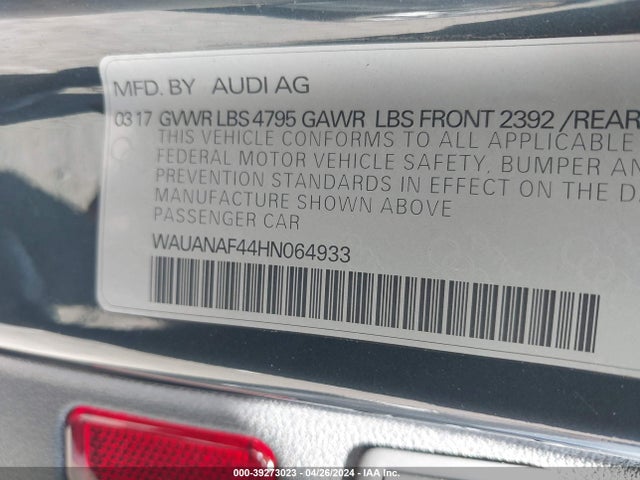 Audi A4 2.0t Premium 2017 WAUANAF44HN064933 Image 9