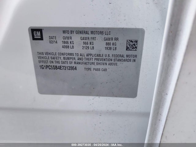 Chevrolet Cruze 1lt Auto 2014 1G1PC5SB4E7312864 Image 9