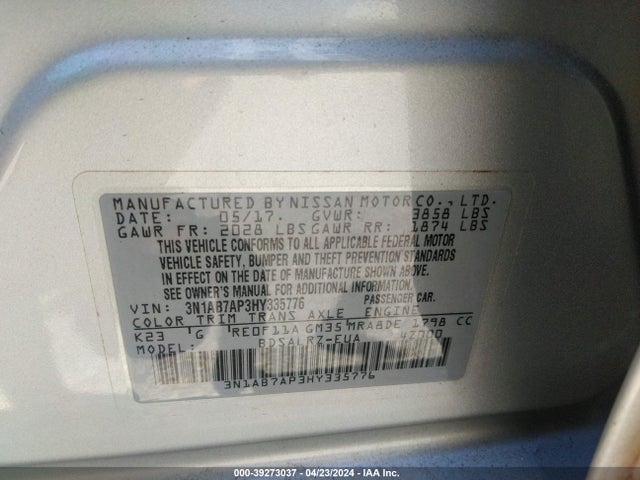 Nissan SENTRA SR 2017 3N1AB7AP3HY335776 Image 9