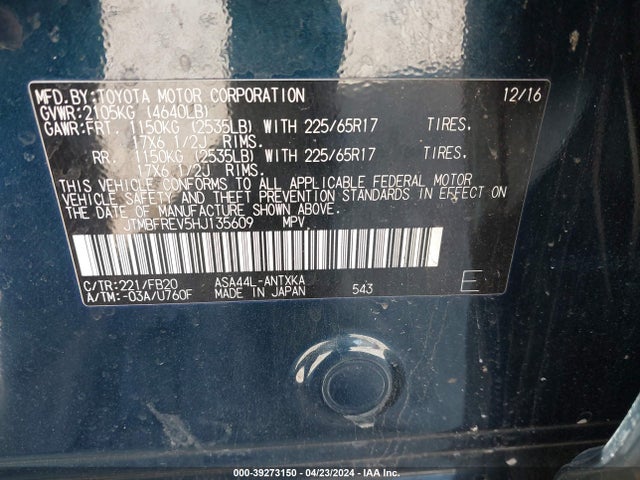 Toyota RAV4 LE 2017 JTMBFREV5HJ135609 Image 9