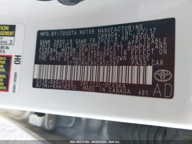 Toyota COROLLA SE 2017 2T1BURHE8HC850297 Image 9