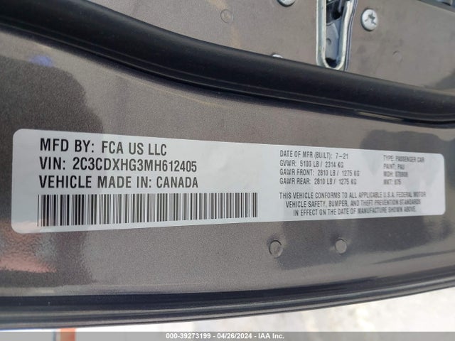 Dodge Charger Gt Rwd 2021 2C3CDXHG3MH612405 Image 9