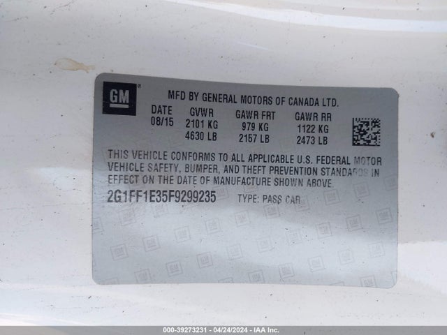 Chevrolet Camaro 2lt 2015 2G1FF1E35F9299235 Image 9