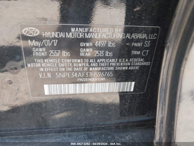 Hyundai SONATA SEL 2018 5NPE34AF3JH596765 Image 9