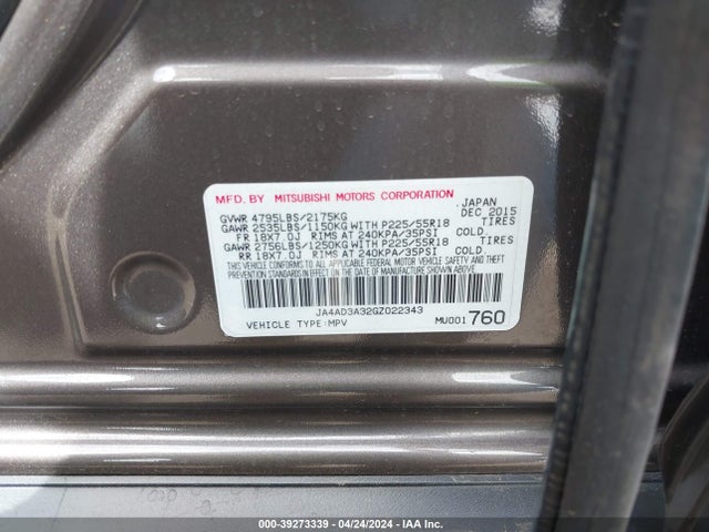 JA4AD3A32GZ022343 Mitsubishi Outlander Se
