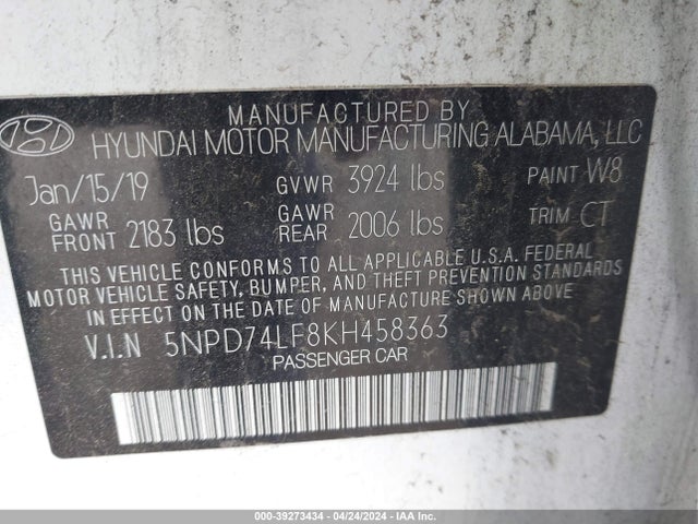 Hyundai ELANTRA SE 2019 5NPD74LF8KH458363 Image 9