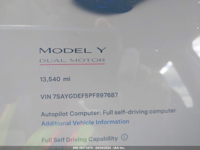 7SAYGDEF5PF897687 Tesla Model Y Awd/performance Dual Motor All-wheel Drive