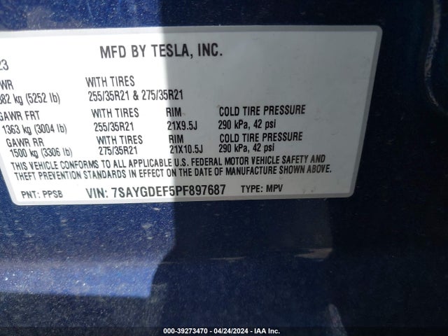 7SAYGDEF5PF897687 Tesla Model Y Awd/performance Dual Motor All-wheel Drive