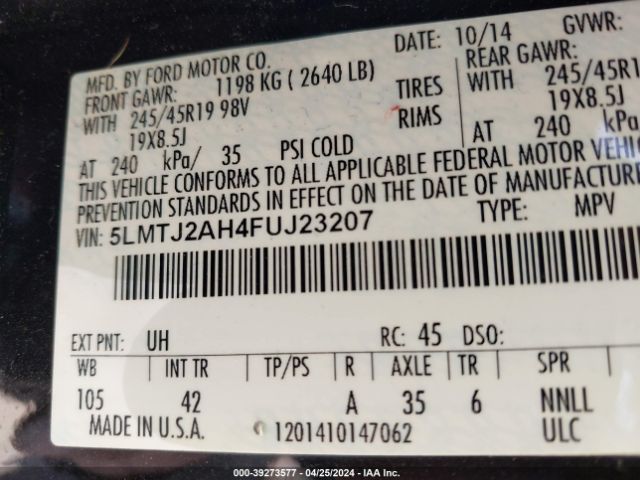 5LMTJ2AH4FUJ23207 Lincoln MKC