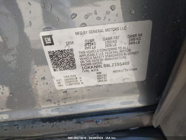 1GKKNRLS5LZ155465 GMC Acadia Fwd Sle