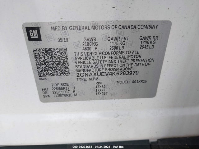 Chevrolet EQUINOX LT 2019 2GNAXUEV4K6283970 Image 9