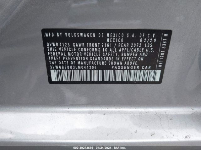3VWGB7BU3LM041206 Volkswagen Jetta 1.4t Sel Premium