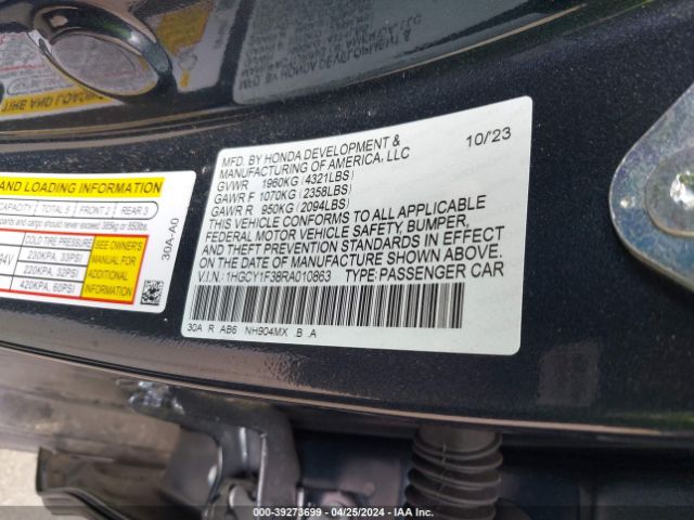 1HGCY1F38RA010863 Honda ACCORD EX