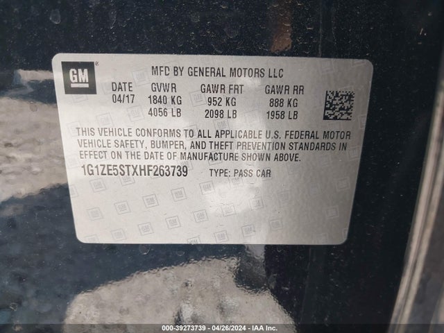 Chevrolet MALIBU 1LT 2017 1G1ZE5STXHF263739 Image 9