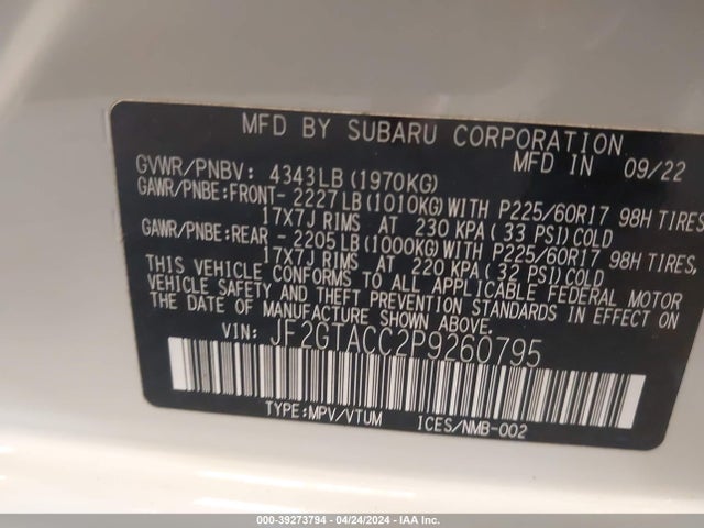 Subaru Crosstrek Premium 2023 JF2GTACC2P9260795 Image 9