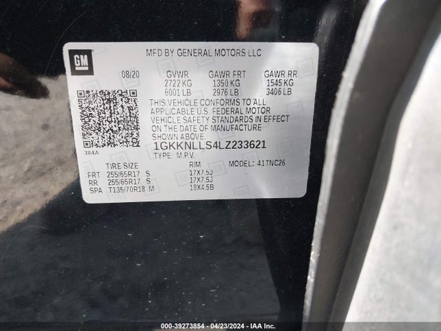 GMC Acadia Awd At4 2020 1GKKNLLS4LZ233621 Image 9