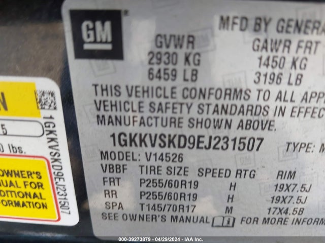 1GKKVSKD9EJ231507 GMC Acadia Slt-2