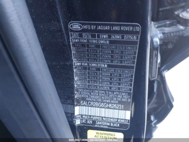 SALCR2BG6GH626231 Land Rover Discovery Sport Hse