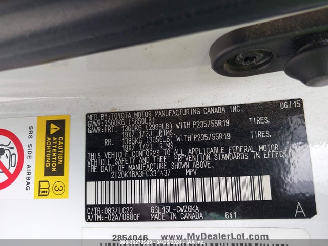 2T2BK1BA3FC331437 Lexus Rx 350 F Sport