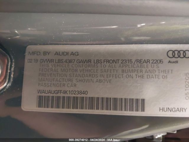 WAUAUGFF4K1023840 Audi A3 40 Premium/40 Titanium Premium