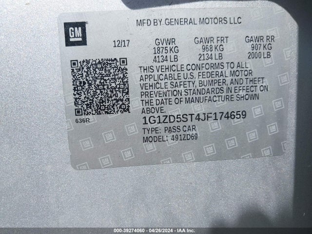 Chevrolet MALIBU LT 2018 1G1ZD5ST4JF174659 Image 9