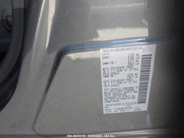 Nissan Murano Sv Intelligent Awd 2023 5N1AZ2BS9PC131520 Image 9