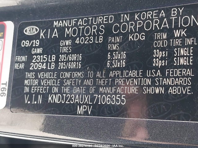 KIA SOUL LX 2020 KNDJ23AUXL7106355 Image 9
