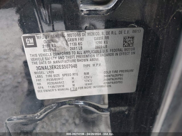 Chevrolet Captiva Sport Lt 2014 3GNAL3EK2ES507948 Image 9