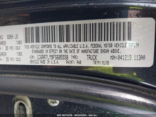 RAM 1500 Big Horn 2015 1C6RR7LM9FS685558 Image 9