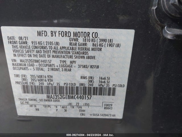 Ford Ecosport Se 2021 MAJ3S2GE8MC440157 Image 9