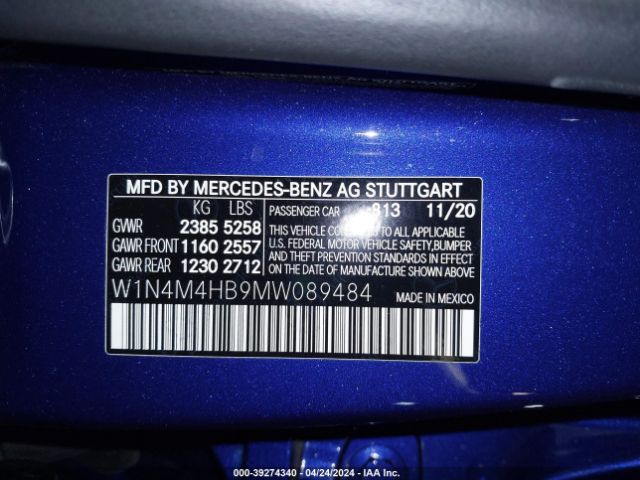W1N4M4HB9MW089484 Mercedes-Benz Glb 250 4matic