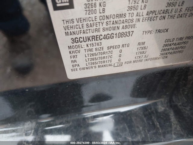 Chevrolet Silverado 1500 1lt 2016 3GCUKREC4GG108937 Image 9