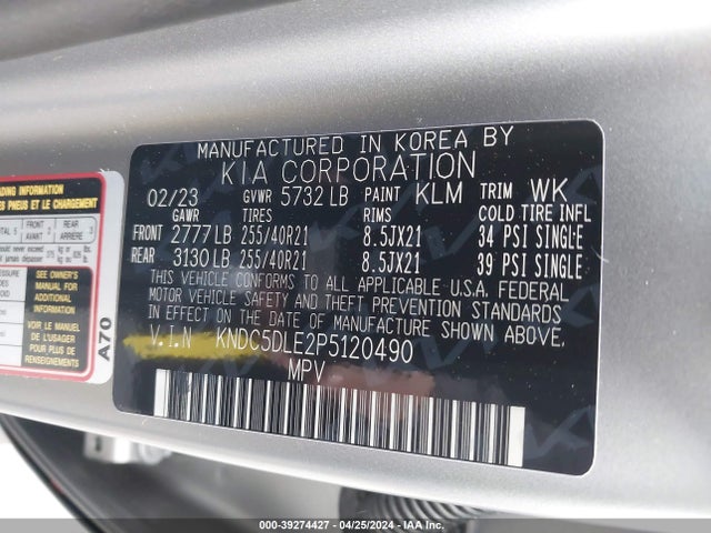KIA Ev6 Gt 2023 KNDC5DLE2P5120490 Image 9
