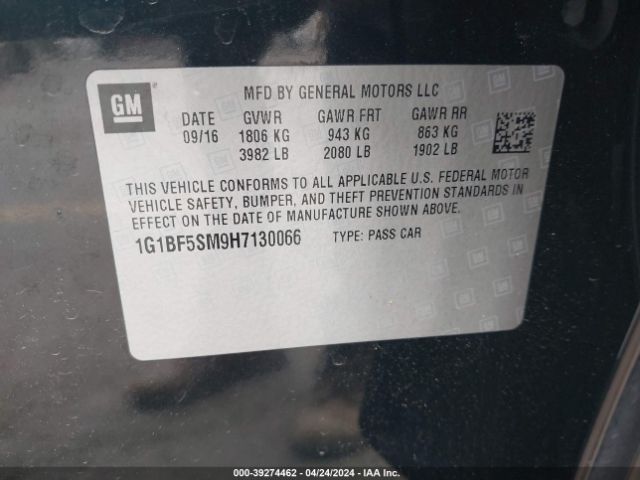 1G1BF5SM9H7130066 Chevrolet Cruze Premier Auto