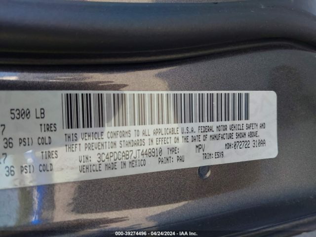 3C4PDCAB7JT448910 Dodge JOURNEY SE