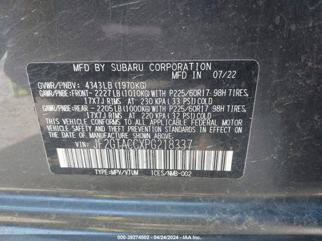 Subaru Crosstrek Premium 2023 JF2GTACCXPG218337 Image 9